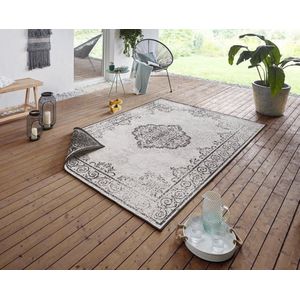 Flycarpets Omkeerbaar Vloerkleed - Cebu - Zwart / Creme - 160x230 cm