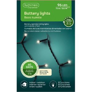 Kerstverlichting twinkle op batterij warm wit buiten 96 lampjes - boomverlichting