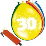 Folat - Verjaardag ballonnen pakket 30 jaar - 32x stuks met ballonpomp