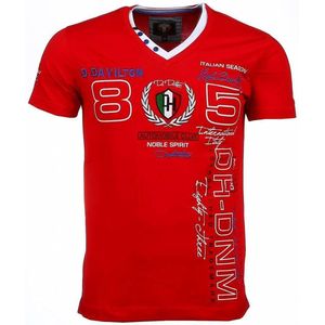 Italiaanse T-shirt - Korte Mouwen Heren - Borduur Automobile Club - Rood