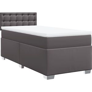 vidaXL - Boxspring - met - matras - kunstleer - grijsx200 - cm