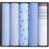 Suitable Zakdoeken 5-Pack Dessin Light Blue - Katoenen - Cadeauverpakking