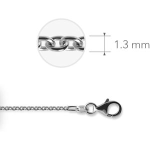 Gisser Jewels - Anker Ketting met Karabijnsluiting - 1.3mm Dik - Lengte 90cm - Gerhodineerd Zilver 925 - ANK35-90 - Sieraad - Dames