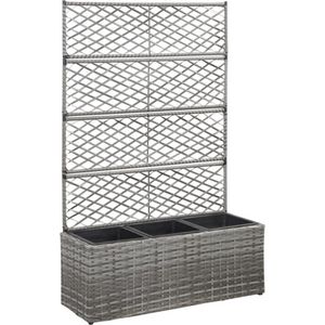 VidaXL Verhoogde Latwerkplantenbak met Potten 83x30x130 cm - Rattan Grijs