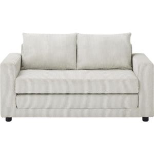 Vente-unique Uitschuifbare tweezitsslaapbank van beige ribfluweel MIRTO