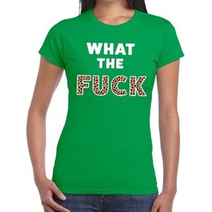 What the Fuck tijger print tekst t-shirt groen dames - dames shirt  What the Fuck tijger print XL