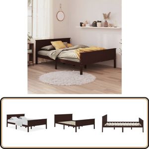 vidaXL Bedframe Massief Grenenhout 140x200 cm Bed Frame - Houten Bedframe - Tweepersoons Bed - Massief Grenenhout - Bruine Bedbank