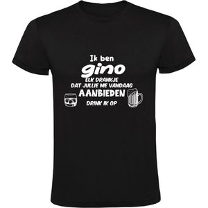 Ik ben Gino, elk drankje dat jullie me vandaag aanbieden drink ik op Heren T-shirt | drank | feest | jarig | verjaardag | vrijgezellenfeest | cadeau | kado