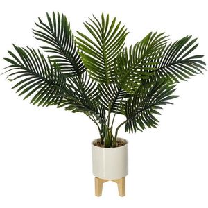 Kunstmatige palm in een H72cm houten staande keramische pot - Overig - Wit - SILUMEN