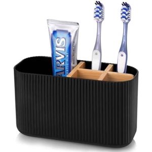 Selbro ® Tandenborstelhouder voor badkamer, elektrische tandenborstel en tandpasta organizer, zwart