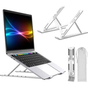 AnyPrice® Verstelbare Laptop Standaard – Opvouwbare & Inklapbare Laptop Stand – Inclusief Hoesje – Ergonomische Laptop Houder voor Bureau & Thuiswerk – Universeel – Voor 10” t/m 17” Laptops - Wit