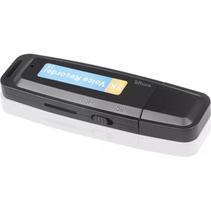 DrPhone DVR2 - Geluidsrecorder - Voicerecorder- Ruisonderdrukking - USB 2.0 met ondersteuning Micro SD - Inclusief 32GB - Zwart