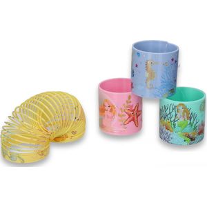 Trapveer - pastel roze - zeemeermin - zee dieren onder water - loopveer springveer speelgoed traploper rups spring - Kerstcadeau Sinterklaas schoencadeautje - 6,5 cm - kerst cadeau tip