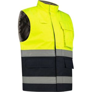 Dapro Protector Multinorm Waterbestendige Bodywarmer - Maat XL - Marineblauw/Hi-Vis Geel - Vlamvertragend , antistatisch en chemicaliën resistent