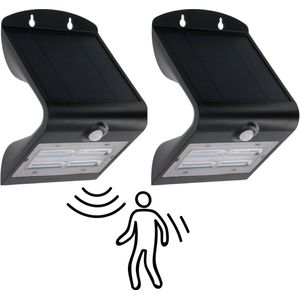 Proventa® Set van 2 Solar Wandlampen buiten met bewegingssensor - Draadloos - Zwart