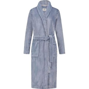 Ten Cate Dames Badjas Fleece Blue Stripe