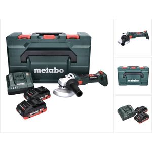 Metabo W 18 LT BL 11-125 accu haakse slijper 18 V 125 mm borstelloos + 2x accu 4.0 Ah + lader + metaBOX