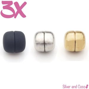 SilverAndCoco® - Hijab Magneten | Magneet voor Hoofddoek - Zwart / Zilver / Goud (3 stuks) + opberg tasje