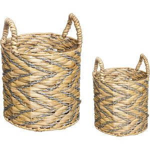 Atmosphera Mandenset jute 2 stuks - opberger - met zilver - Dia 28 cm Dia 32 cm