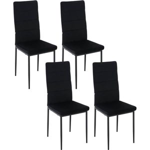 Rootz Eetkamerstoelen Set van 4 - Fluwelen stoelen - Stoelen met metalen poten - Schuim met hoge dichtheid - Ergonomische rugleuning - Antislipkussens - 40 cm x 98 cm x 51 cm