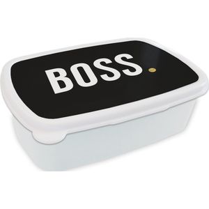 Broodtrommel Wit - Lunchbox - Brooddoos - Quotes - 'Boss' - Stip - Spreuken - 18x12x6 cm - Volwassenen