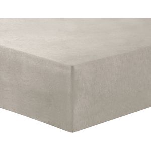 Vision - Hoeslaken - FLANEL - Beige - 160 x 200cm met ruime hoek van 30cm - 100% katoen Flanel