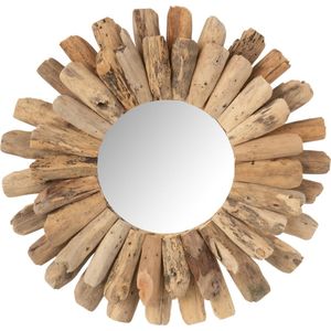 J-Line spiegel Rond - hout - naturel - small