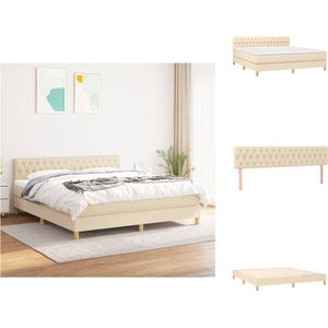 vidaXL Boxspringbed - Crème - 180 x 200 cm - Duurzaam materiaal - Bed