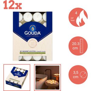 Gouda - Waxinelicht - 60 stuks per verpakking - Doos - Voordeelverpakking - 720 stuks - 12 verpakkingen