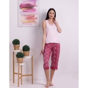 VANILLA - Bonsoir dames pyjama - Pyjamasets - Tweedelig - Viscose - Roze - PJ1525 - XXL