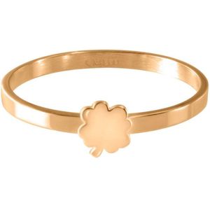 Quiges Stapelring Dames - Vulring Klaver - RVS Roségoudkleurig - Maat 19 - Hoogte 2mm