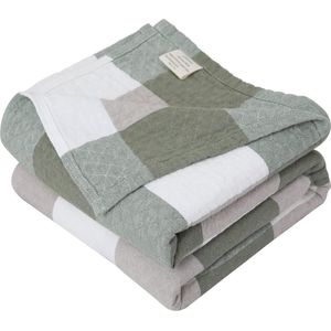 Katoenen deken, knuffeldeken, 200 x 230 cm, ademend en zacht bankdeken, sprei met ruitmotief, gezellige katoenen mousseline deken, banksprei, bedsprei