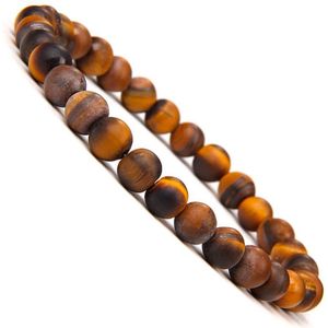 Bixorp Gems Matte Tijgeroog Edelstenen Armband 6mm - Edelsteen Kralenarmband - Spiritueel Cadeau - 20cm