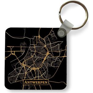 Sleutelhanger - Uitdeelcadeautjes - Kaart - Antwerpen - Simpel - Goud - Zwart - Plastic