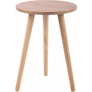 In And OutdoorMatch Bijzettafel Jerrell - laptoptafel hout - Ontbijt - Bed - Rond - Bruin - 40x40x56cm