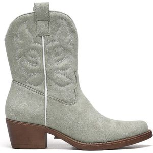 SmileFavorites® Dames Cowboylaarzen met Hak Kort - Groen - Suedine - Maat 37