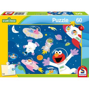 Schmidt Spiele Sesamstraat In de ruimte, kinderpuzzel, kinderpuzzel, vanaf 5 jaar, 60 stukjes, 56459