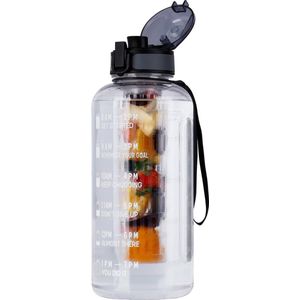Belle Vous Fruit Infuser Water Bottle with Flip Lid & Straw - 2L (68oz) BPA-Free Drinks Bottle with Motivation Time Markers - Leakproof Sports Bottle