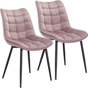 Rootz set van 2 eetkamerstoelen - fluwelen stoelen - metalen stoelen - ergonomisch ontwerp - duurzaam en stevig - vloerbescherming - zitmaat 46 x 40,5 cm
