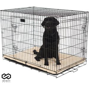 Infinity Goods Hondenbench - Bench Voor Honden - Maat L - Opvouwbaar - 91 x 58 x 65 CM - 2 Deuren - Zwart