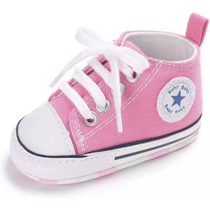 Stoere Baby Schoenen - Babysneakers van Baby-Slofje - Roze maat 18 (12 cm)