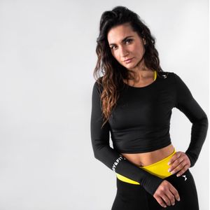 Body & Fit Perfection Stretch Cropped Top - Sportshirt Dames - Lange mouwen - Maat: XS - Zwart