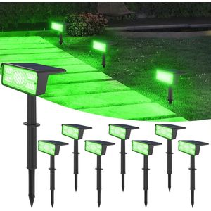 Groene LED Solar Spots voor Buiten - 8 Stuks - Waterdichte Tuinverlichting met 2 Modi - Perfect voor Bomen en Tuinen