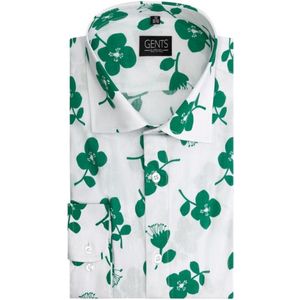 Gents - Print bloem groen-wit - Maat L
