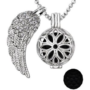 Quiges Engelenroeper 18mm Bolhouder met Ketting 90cm en Bolletje - Dames - Zilverkleurig Bloem - EBS18103