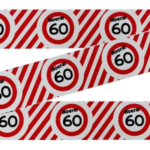3BMT® Afzetlint - Markeerlint rood wit - 60 jaar - verjaardag - 10 meter