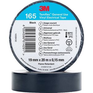 3M Isolatie Tape - 19mm breed - 0,152mm dik - 20 meter - Zwart