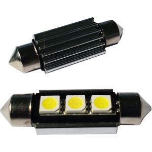 Auto LEDlamp 2 stuks | LED festoon 39mm | 3-SMD daglichtwit 6500K - heatsink | CAN-BUS 12 Volt