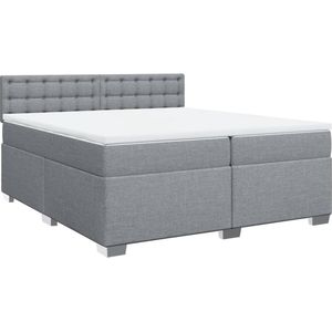 vidaXL - Boxspring - met - matras - stof - lichtgrijs - 200x200 - cm