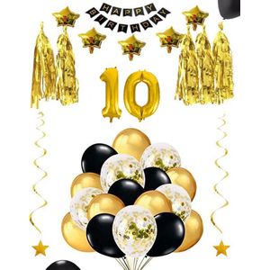 10 jaar verjaardag feest pakket Versiering Ballonnen voor feest 10 jaar. Ballonnen slingers sterren opblaasbare cijfers 10